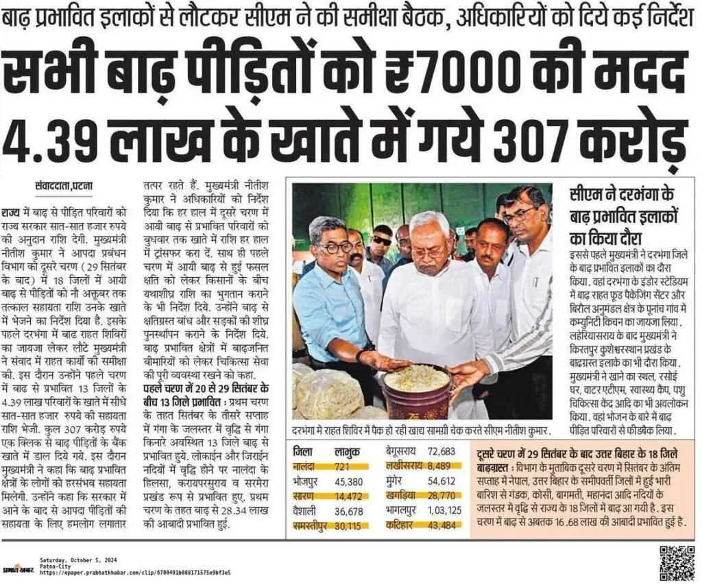 Bihar Badh Sahayata Yojana 2024